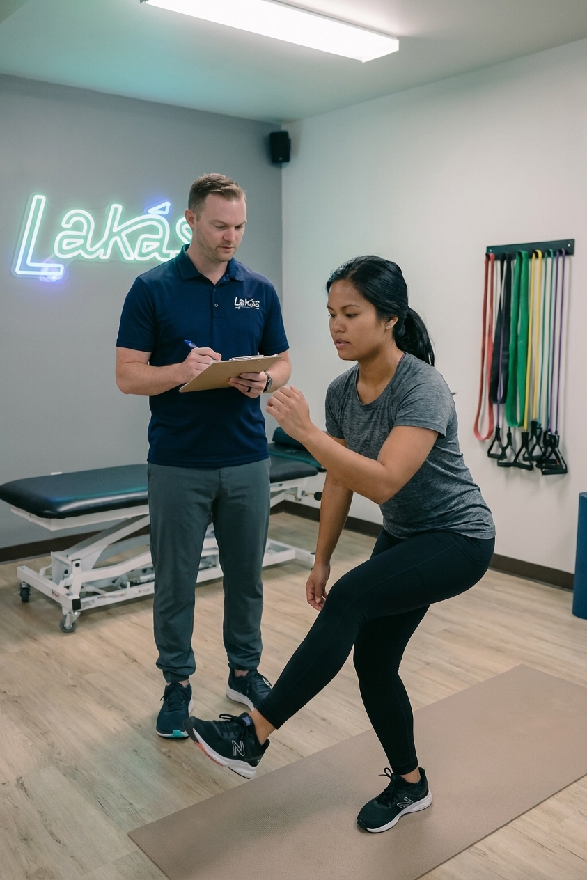 Patient working with a provider at a sports physical therapy clinic in Sacramento